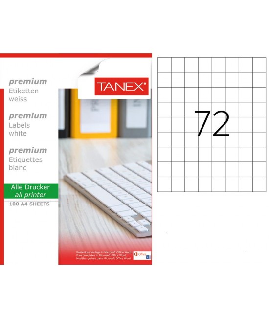 Tanex TW-2072 26,25x33mm Sökülebilir Etiket 100 Lü