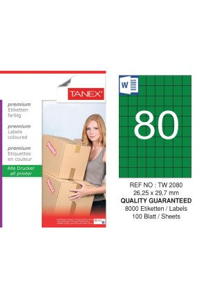 Tanex TW-2080 26,25x29,7mm Yeşil Pastel Laser Etiket 100 Lü Tanex TW-2080 26,25x29,7mm Yeşil Pastel Laser Etiket 100 Lü