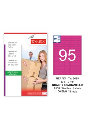 Tanex TW-2095 30x12mm Pembe Pastel Laser Etiket 100 Lü 
