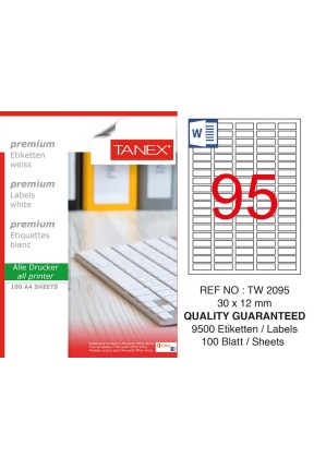 Tanex TW-2095 30x12mm Sökülebilir Etiket 100 Lü