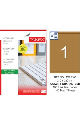 Tanex TW-2100 210x280 mm Kraft Etiket 100 Lü Paket