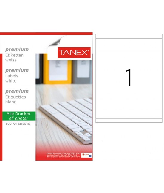 Tanex TW-2100 210x280mm Sökülebilir Etiket 100 Lü