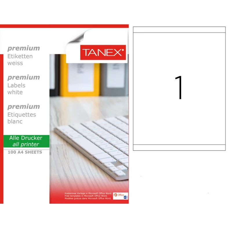 Tanex TW-2100 210x280 mm Beyaz Laser Etiket