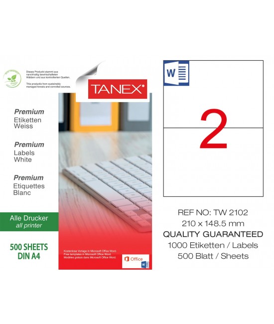 Tanex Tw-2102 210x148.5mm Laser Label 500 Pcs