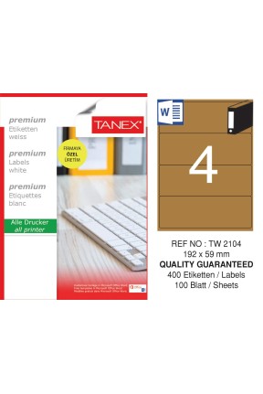 Tanex TW-2104 192x59 mm Kraft Etiket 100 Lü Paket