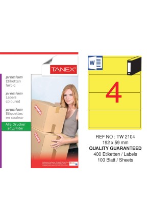 Tanex TW-2104 192x59mm Sarı Pastel Laser Etiket 100 Lü Paket