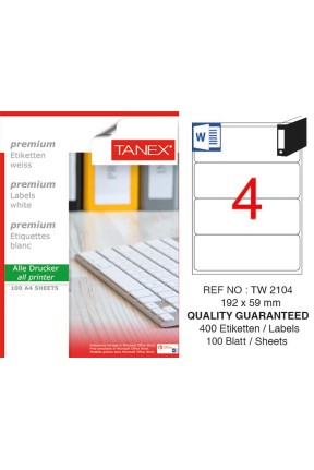 Tanex TW-2104 192x59mm Sökülebilir Etiket 100 Lü