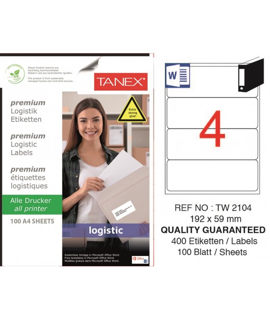 Tanex Tw-2104 Shipping and Logistics Label 192x59mm