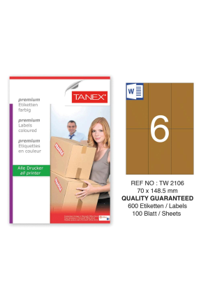Tanex TW-2106 70x148,5 mm Kraft Etiket 100 Lü Paket