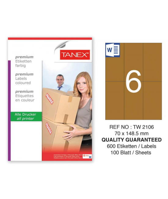 Tanex TW-2106 70x148,5 mm Kraft Etiket 100 Lü Paket