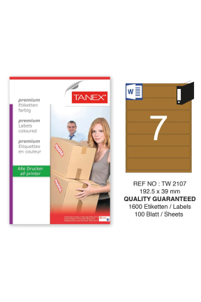 Tanex TW-2107 192,5x39 mm Kraft Etiket 100 Lü Paket