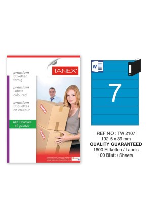 Tanex TW-2107 192,5x39mm Mavi Pastel Laser Etiket 100 Lü 
