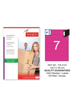 Tanex TW-2107 192.5x39mm Pembe Pastel Laser Etiket 100 Lü 