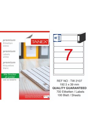 Tanex TW-2107 192,5x39mm Sökülebilir Etiket 100 Lü