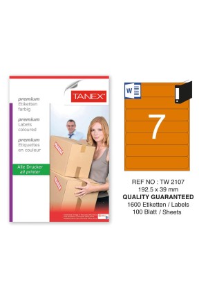 Tanex TW-2107 192,5x39mm Turuncu Pastel Laser Etiket 100 Lü 