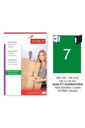 Tanex TW-2107 192,5x39mm Yeşil Pastel Laser Etiket 100 Lü 