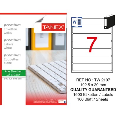 Tanex TW-2107 Laser Etiket 100 Lü Paket