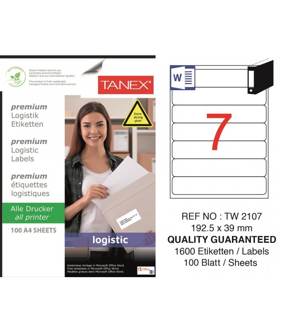 Tanex Tw-2107 Shipping and Logistics Label 192.5x39mm