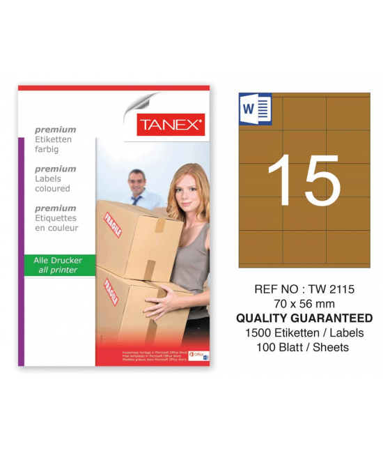 Tanex TW-2115 70x56 mm Kraft Label Pack of 100