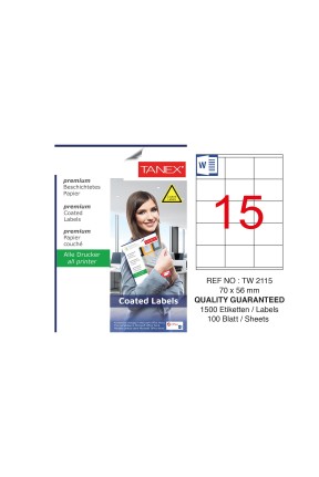 Tanex TW-2115 70x56mm Kuşe Laser Etiket 100 Lü Paket