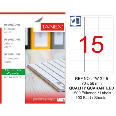 Tanex Tw-2115 Laser Etiket 70 x 56 mm