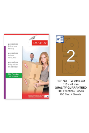 Tanex TW-2116 114x41 mm Kraft Etiket 100 Lü Paket