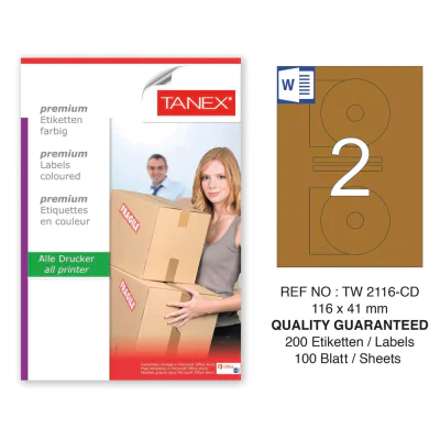 Tanex TW-2116 114x41 mm Kraft Etiket 100 Lü Paket