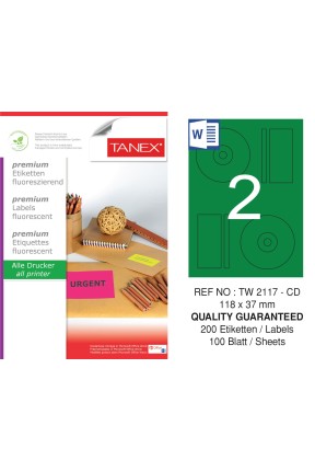 Tanex TW-2117 118x37 mm Yeşil Floresan Laser Etiket 100 Lü Tanex TW-2117 118x37 mm Yeşil Floresan Laser Etiket 100 Lü