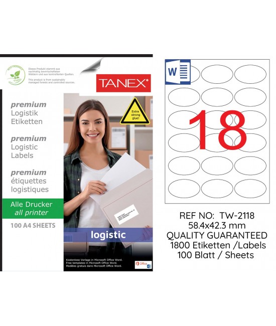 Tanex Tw-2118 Shipping and Logistics Label 54.4x42.3mm