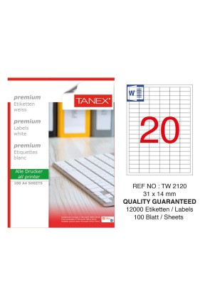 Tanex TW-2120 Laser Etiket 31 x 14 mm 