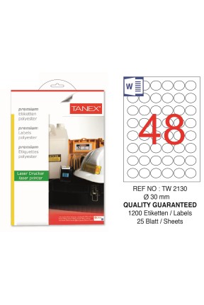Tanex TW-2130 30mm Polyester Etiket 25 Li