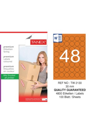Tanex TW-2130 30mm Turuncu Pastel Laser Etiket 100 Lü 