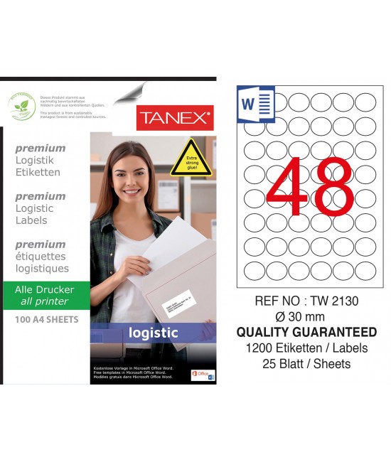 Tanex Tw-2130 Shipping and Logistics Label 30mm