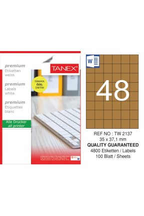 Tanex TW-2137 35x37,125 mm Kraft Etiket 100 Lü Paket