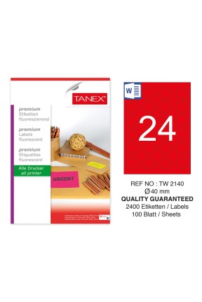 Tanex TW-2140 40mm Kırmızı Floresan Laser Etiket 100 Lü 