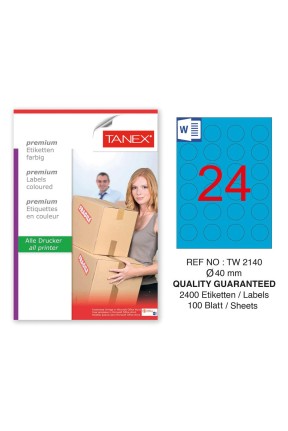 Tanex TW-2140 40mm Mavi Pastel Laser Etiket 100 Lü 