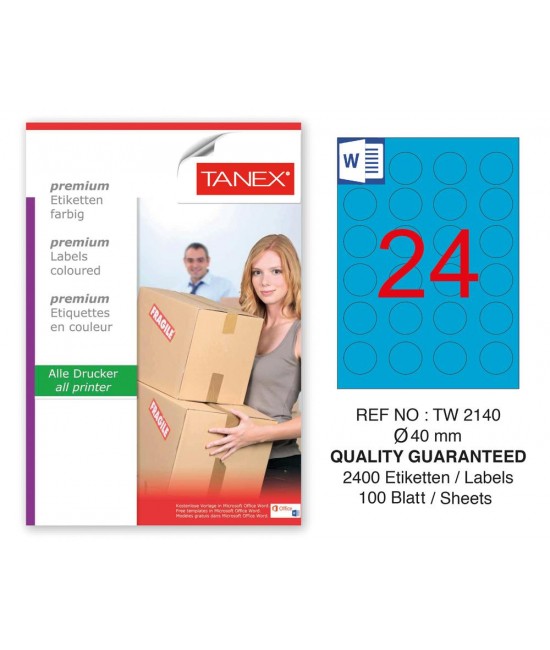 Tanex TW-2140 40mm Mavi Pastel Laser Etiket 100 Lü
