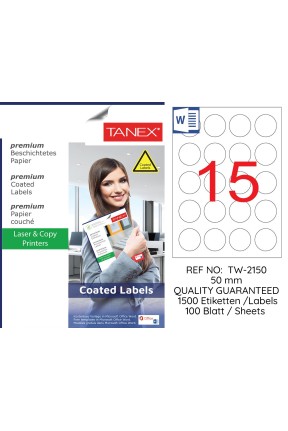 Tanex TW-2150 50mm Kuşe Laser Etiket 100 Lü Paket