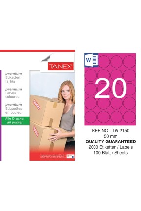 Tanex TW-2150 50mm Pembe Pastel Laser Etiket 100 Lü 