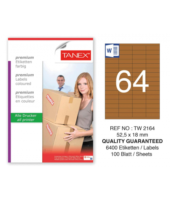 Tanex TW-2164 52,5x18 mm Kraft Etiket 100 Lü Paket
