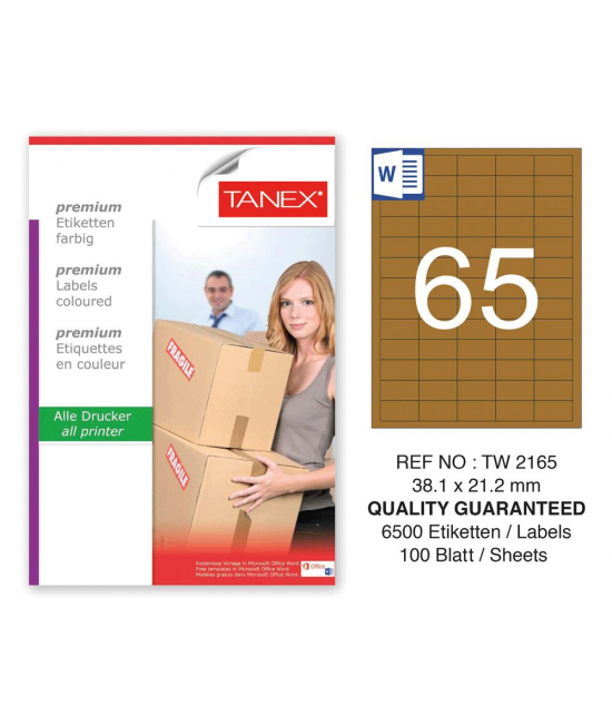 Tanex TW-2165 38,1x21,2 mm Kraft Etiket 100 Lü Paket