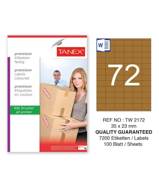 Tanex TW-2172 35x23 mm Kraft Etiket 100 Lü Paket