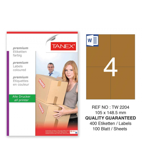 Tanex TW-2204 105x148,5 mm Kraft Etiket 100 Lü Paket