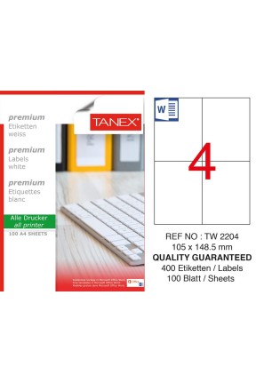 Tanex TW-2204 105x148,5 mm Sökülebilir Etiket 100 Lü