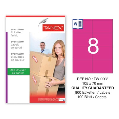 Tanex TW-2208 105x70mm Pembe Pastel Laser Etiket 100 Lü