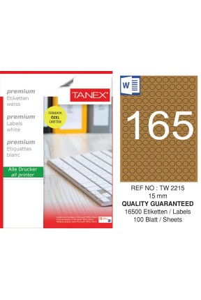 Tanex TW-2215 15 mm Kraft Etiket 100 Lü Paket