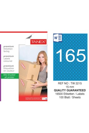 Tanex TW-2215 15mm Mavi Pastel Laser Etiket 100 Lü 