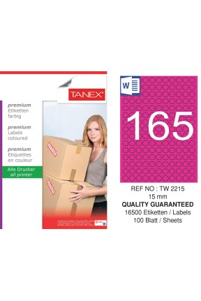 Tanex TW-2215 15mm Pembe Pastel Laser Etiket 100 Lü 