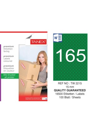 Tanex TW-2215 15mm Yeşil Pastel Laser Etiket 100 Lü 