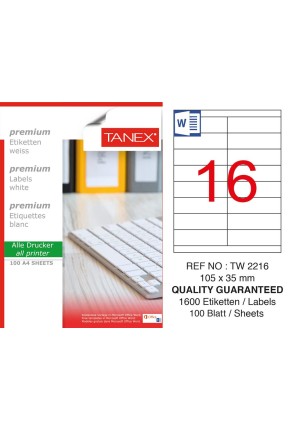 Tanex TW-2216 105x35 mm Sökülebilir Etiket 100 Lü
